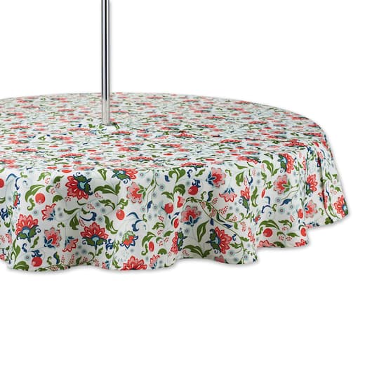 Design Imports Floral Print Outdoor Tablecloth with Zipper 60 Round - Garden Floral